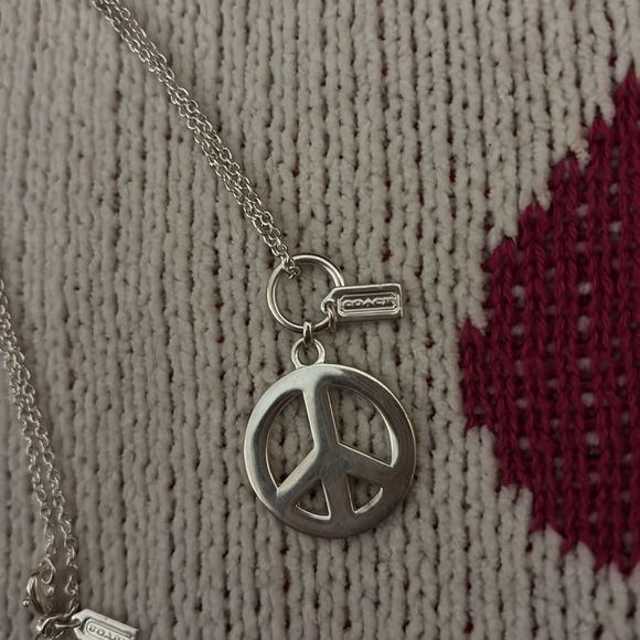 y2k Coach Sterling 925 Peace Sign Necklace - Picture 3 of 5